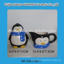Hochwertiger Keramik-Pinguin-Zucker-Topf und Milchglas-Set